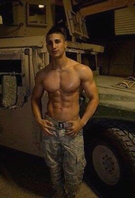 Shirtless Male Muscular Hard Body Beefcake Military Stud Hunk Photo X