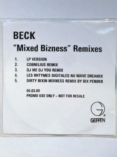 Beck Mixed Bizness Remixes 5 Track Promo Cdr In Pvc Sleeve Uk