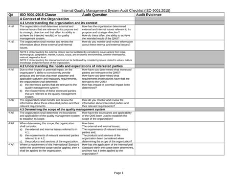 Iso 9001 Internal Audit Checklist Template Ad Automate And Standardize