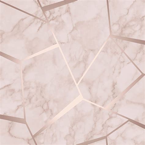 Fractal Marble Wallpaper Granite Cloudy Metallic Rose Gold