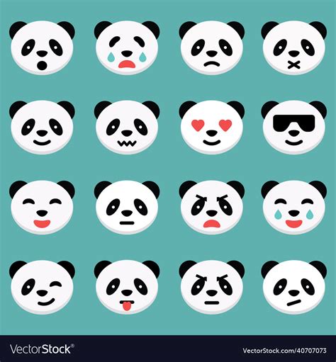 Panda Emotion Icons Set Cute Pandas With Various Vector Image
