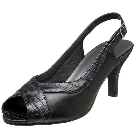Annie Shoes Womens Della Slingback Blackblack Croc 7 M