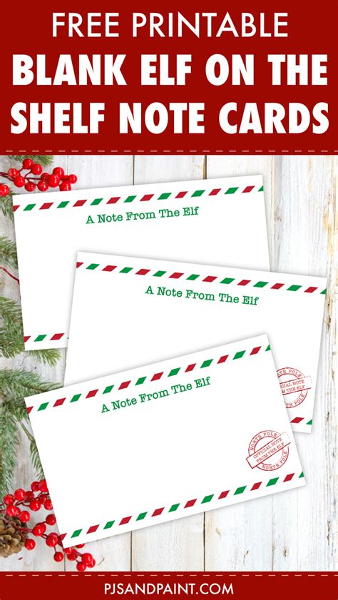 Free Printable Blank Elf On The Shelf Note Cards Pjs And Paint