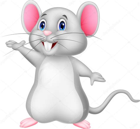 Saludando De Dibujos Animados Ratón Lindo — Archivo Imágenes