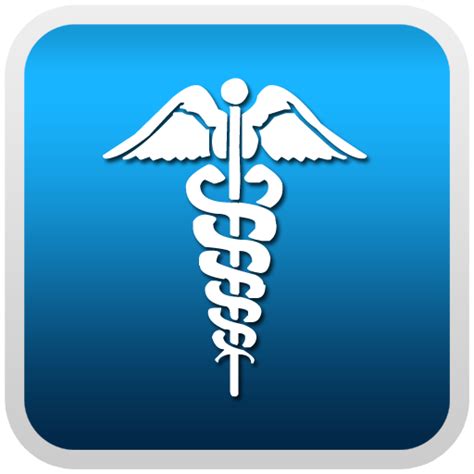 Caduceus Medical Symbol On White Blue Button Clipart Image