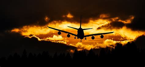 Sunset Sky Clouds Dark Plane Airplane Hd Wallpaper Pxfuel