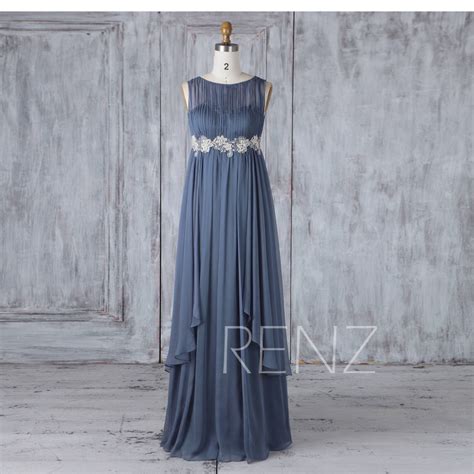 Shop for affordable bridesmaid dresses online at target. Bridesmaid Dress Dark Steel Blue Chiffon Bateau Neck Long ...