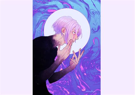 Psychedelic Anime Boy Neon Abstract Manga Art Print Etsy