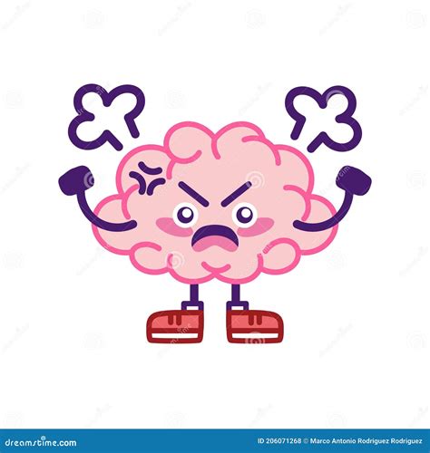 Isolated Angry Brain Cartoon Stock Vector Illustration Of Anger Face