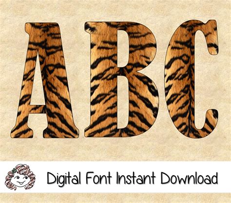 Font Clipart Tiger Fur Upper Lower Case Letters Numbers