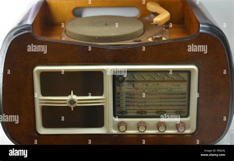 An Ancient Radio With A Built In Turntable Stock Photo Alamy