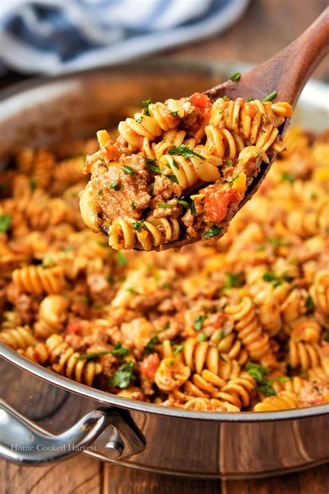 Easy One Pan Cheesy Taco Pasta Home Cooked Harvest