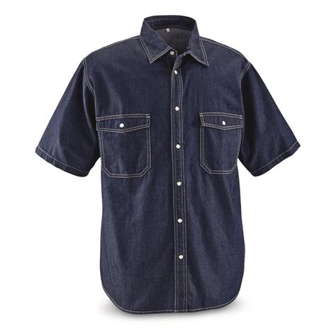 Guide Gear Men's Short Sleeve Denim Shirt - 681110, Shirts & Polos at ...