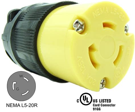 Nema L5 20r 20a 125v Locking Female Receptacle Plug Industrial Grade 3