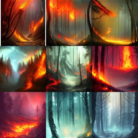 Forest Of Flames Fantasy Artwork Award Winning Very Stable