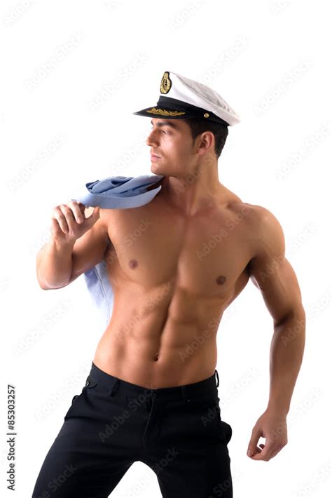 Muscular Shirtless Male Sailor With Marine Hat Stock Photo Adobe Stock