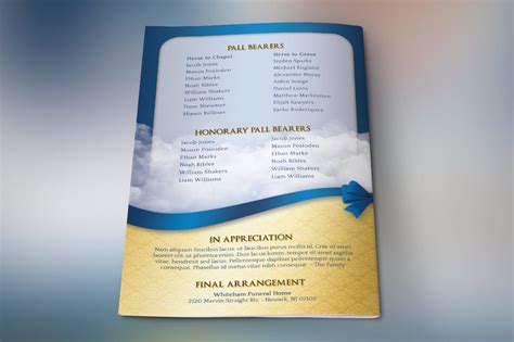 Blue Ribbon Funeral Program Template By Godserv Designs Thehungryjpeg