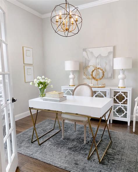 Glam White And Gold Home Office By Thedecordiet Instagram Study White