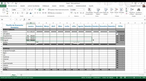 Como Fazer Uma Planilha Simplificada De Orcamento Domestico No Excel
