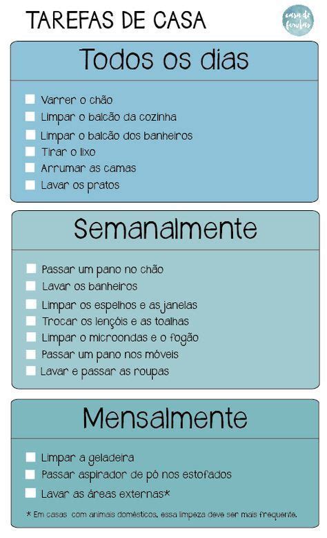 Check List De Tarefas De Casa Artofit