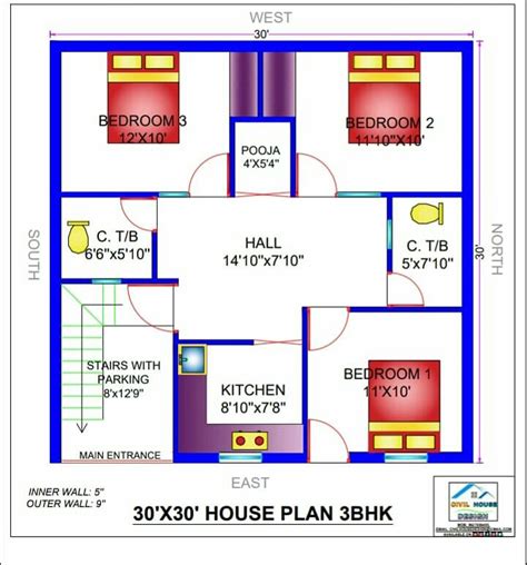 Budget House Plans 2bhk House Plan Three Bedroom House Plan House
