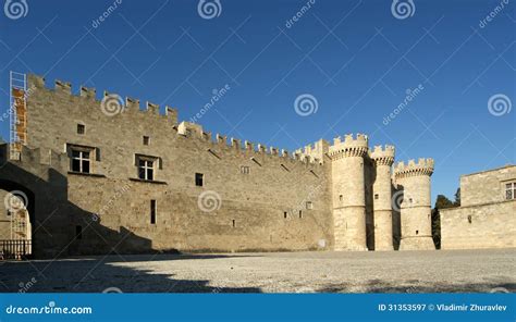 罗得岛中世纪骑士城堡宫殿，希腊 库存图片 图片 包括有 文明 地中海 欧洲 展望期 防御 有历史 31353597