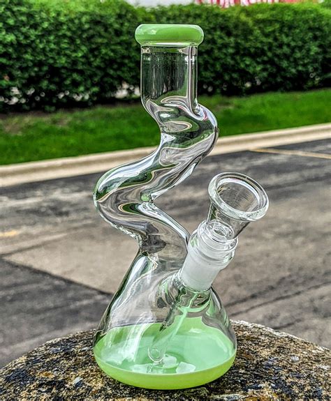 Curved Neck Double Zong Bong Glass Water Pipe Hookah Bubbler Slime