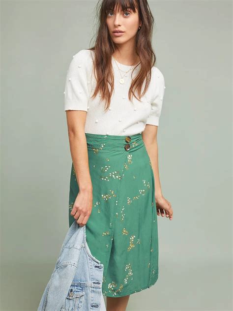 Floral Vintage Chic Skirt For Women 2019 High Waist Knee Length Elegant