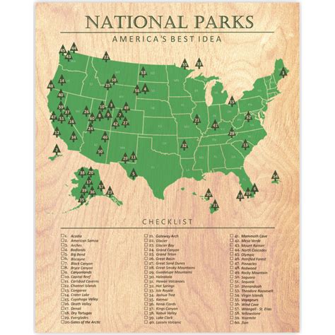 Us National Parks Map 11x14 Print Best Maps Ever Printable National