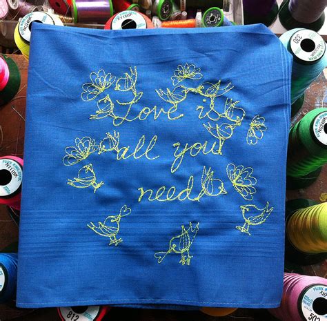 Embroidered Love Is Art Handkerchief By Ilovespoon