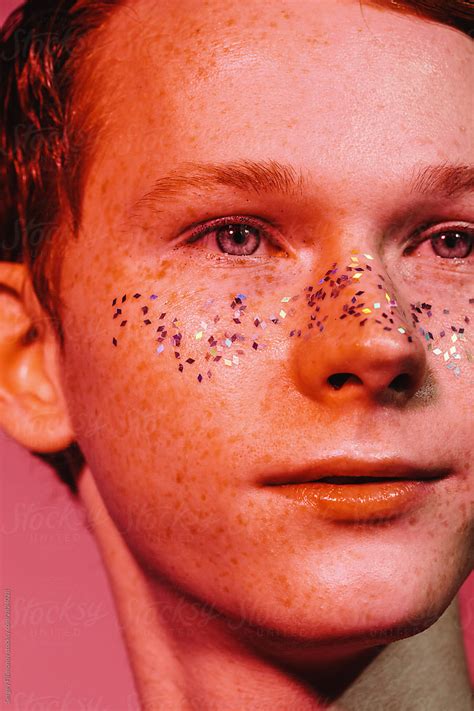 Male Model With Glitter On Face By Stocksy Contributor Sergey