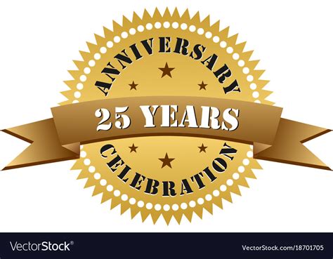 25 Years Anniversary Celebration Gold Logo Vector Image