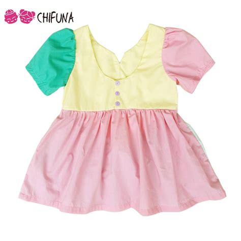 Chifuna Cute Baby Girls Dress Macaroon Sweet Princess Dress Patchwork