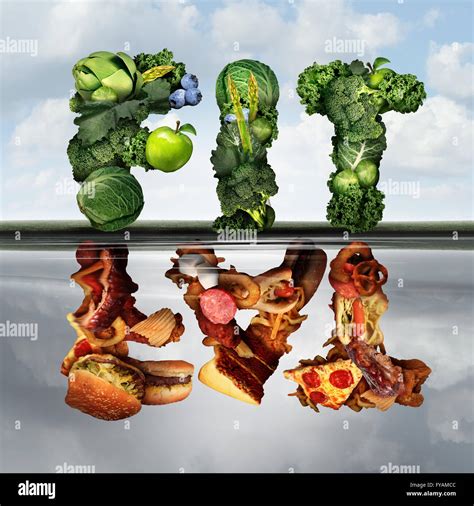 Eating Lifestyle Change Concept Fat Or Fit As A Group Healthy Green