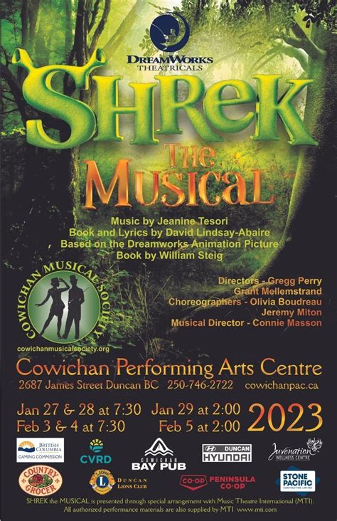 Shrek The Musical Cowichan Performing Arts Centre