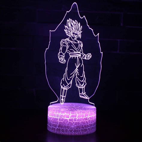 Nous créons votre lampe led 3d selon vos besoins. Boutique Lampes 3D - Lampe 3D Dragon Ball : Sangoku Super Saiyan Aura