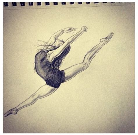 A Pencil Drawing Of A Ballerina In Mid Air