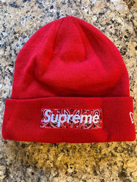 Supreme Red Supreme Bandana Box Logo Beanie Grailed