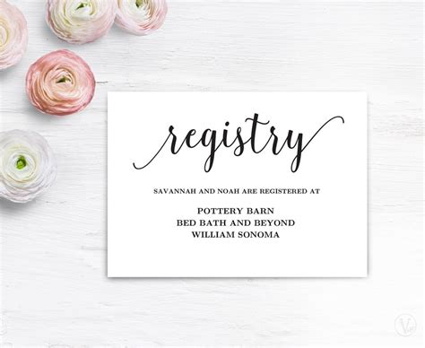 T Registery Card Template Printable Wedding Registry Card