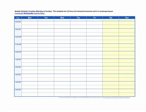 7 Day Weekly Work Schedule Template Controlserre