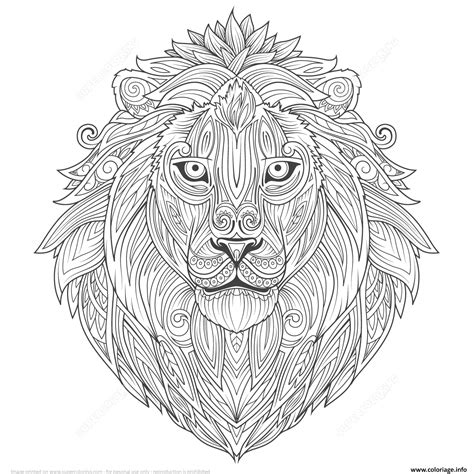 Coloriage Lion Ethnic Zentangle Adulte Dessin Zentangle à Imprimer