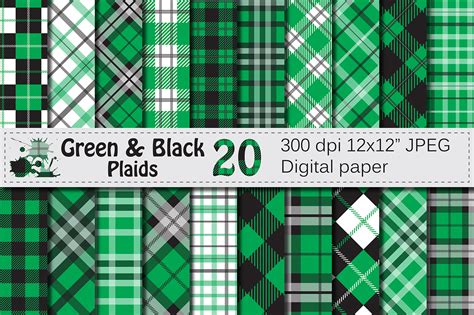 Green And Black Plaid Digital Pattern Graphic By Vr Digital Design