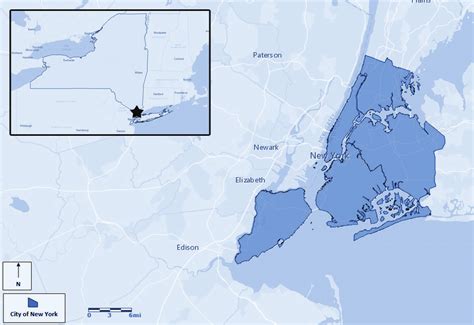 Map Showing The New York City Administrative Boundary And