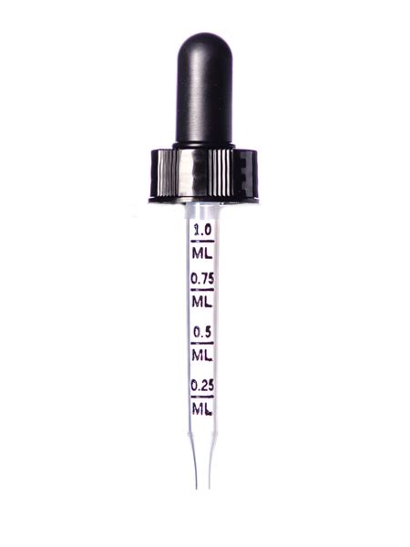 M005p 1 Ml Black Pp Ribbed Skirt Dropper With Ldpe Graduated Pipette
