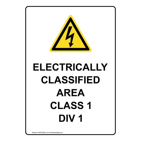 Portrait Electrically Classified Sign With Symbol Nhep 28622