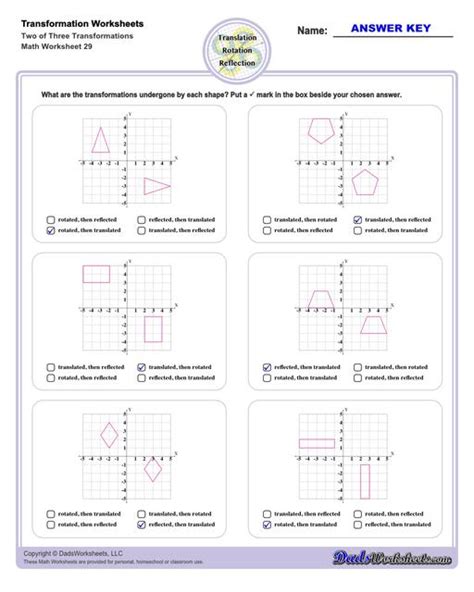 Math Worksheets Transformation Worksheets Transformation Two Of
