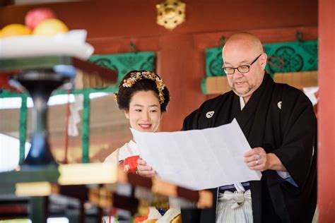 a traditional shinto wedding ceremony sanpai japan