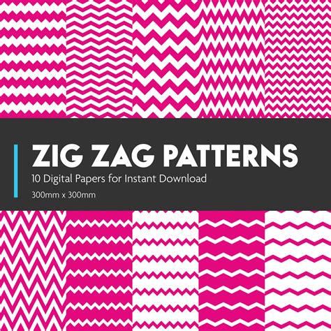 Zig Zag Pattern Digital Paper Seamless Magenta Etsy