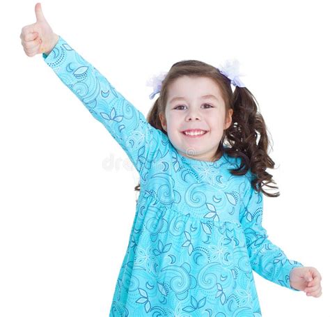 Happy Child Girl With Hands Thumbs Up Stock Photo Image Of Childhood