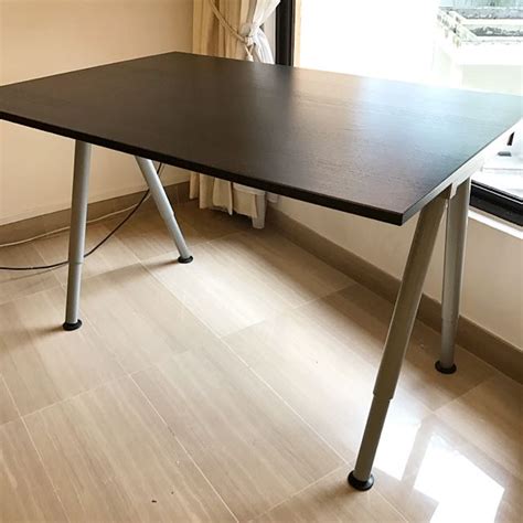 IKEA Black Wooden Top Table Desk With Galant Grey Steel A Legs